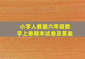 小学人教版六年级数学上册期末试卷及答案