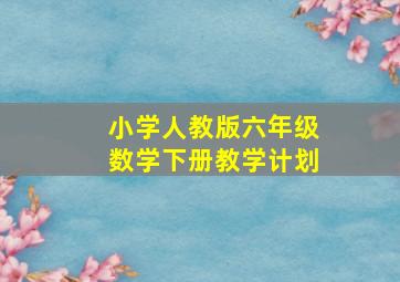 小学人教版六年级数学下册教学计划