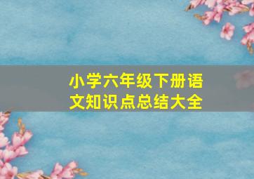 小学六年级下册语文知识点总结大全