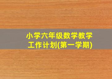 小学六年级数学教学工作计划(第一学期)