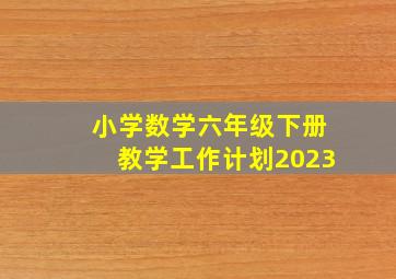 小学数学六年级下册教学工作计划2023