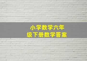 小学数学六年级下册数学答案