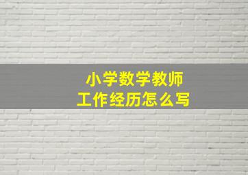 小学数学教师工作经历怎么写