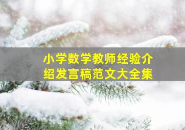 小学数学教师经验介绍发言稿范文大全集