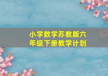 小学数学苏教版六年级下册教学计划