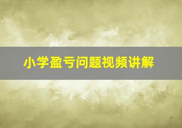 小学盈亏问题视频讲解