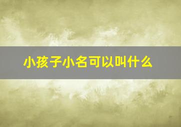 小孩子小名可以叫什么