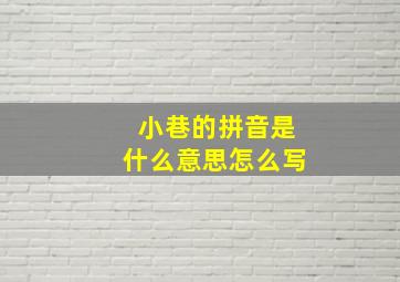 小巷的拼音是什么意思怎么写