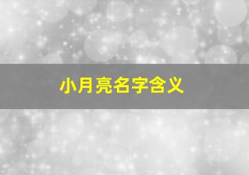 小月亮名字含义