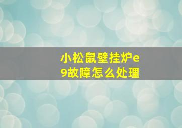 小松鼠壁挂炉e9故障怎么处理