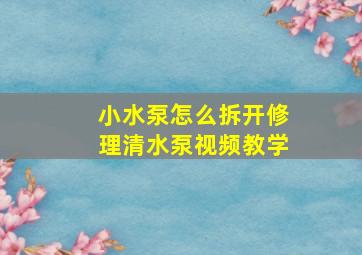 小水泵怎么拆开修理清水泵视频教学