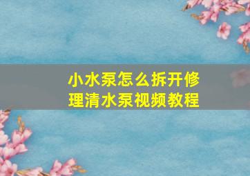 小水泵怎么拆开修理清水泵视频教程