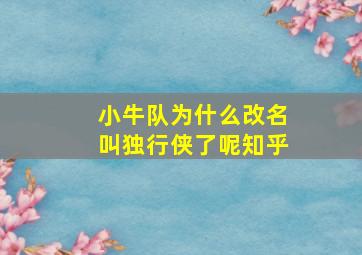 小牛队为什么改名叫独行侠了呢知乎