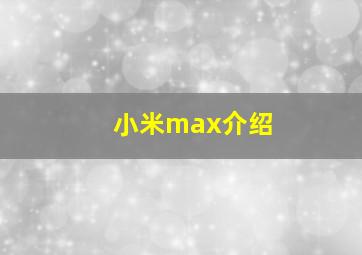 小米max介绍