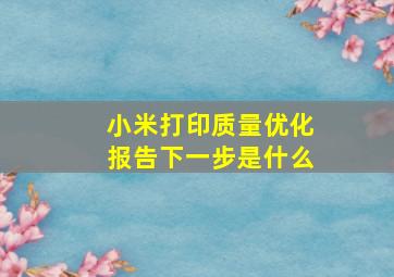 小米打印质量优化报告下一步是什么