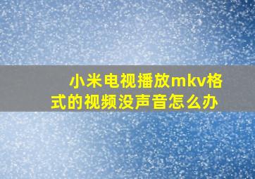 小米电视播放mkv格式的视频没声音怎么办