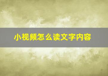 小视频怎么读文字内容