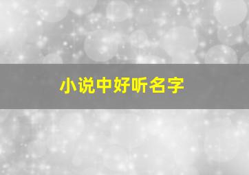 小说中好听名字