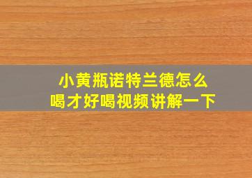 小黄瓶诺特兰德怎么喝才好喝视频讲解一下