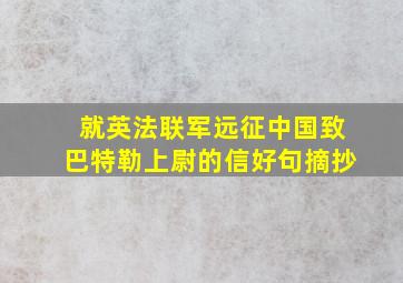 就英法联军远征中国致巴特勒上尉的信好句摘抄