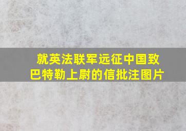 就英法联军远征中国致巴特勒上尉的信批注图片