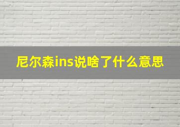 尼尔森ins说啥了什么意思