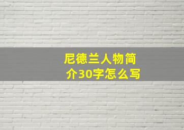 尼德兰人物简介30字怎么写