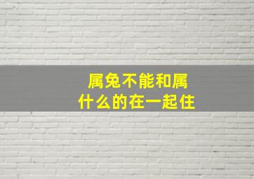 属兔不能和属什么的在一起住