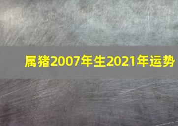 属猪2007年生2021年运势