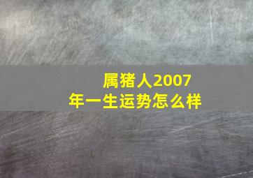 属猪人2007年一生运势怎么样