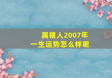 属猪人2007年一生运势怎么样呢