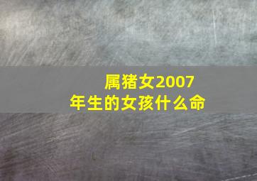 属猪女2007年生的女孩什么命