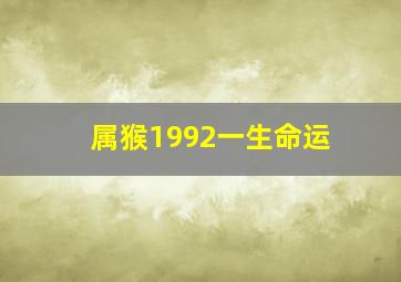 属猴1992一生命运