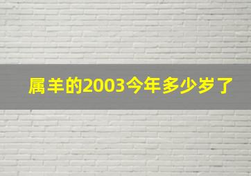 属羊的2003今年多少岁了