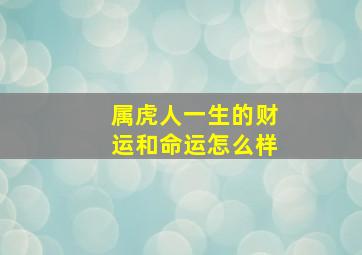 属虎人一生的财运和命运怎么样