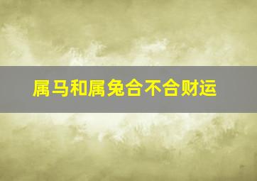 属马和属兔合不合财运