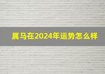 属马在2024年运势怎么样