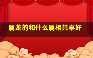 属龙的和什么属相共事好