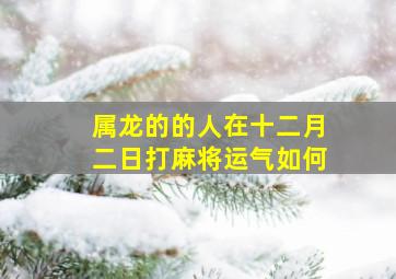 属龙的的人在十二月二日打麻将运气如何