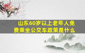 山东60岁以上老年人免费乘坐公交车政策是什么