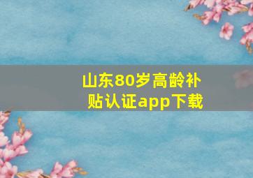 山东80岁高龄补贴认证app下载