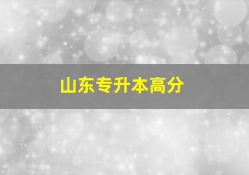 山东专升本高分