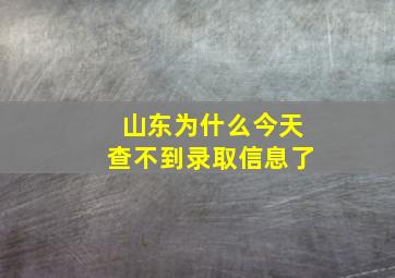 山东为什么今天查不到录取信息了