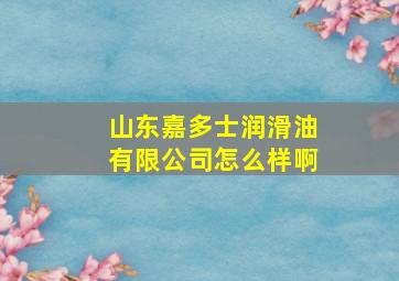 山东嘉多士润滑油有限公司怎么样啊