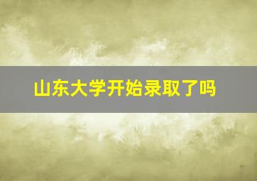 山东大学开始录取了吗