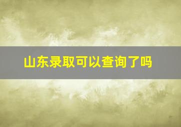 山东录取可以查询了吗