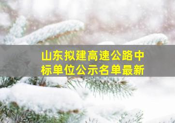 山东拟建高速公路中标单位公示名单最新