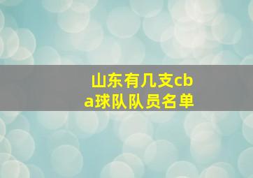 山东有几支cba球队队员名单