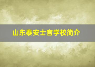 山东泰安士官学校简介