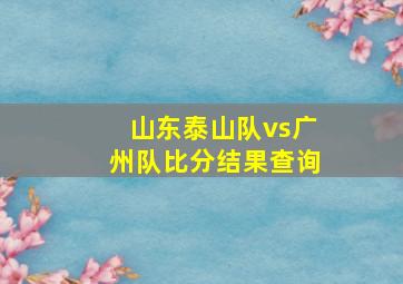 山东泰山队vs广州队比分结果查询